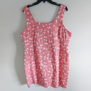 NOBO Size XXXL 21 Bodycon Pinafore Dress Rose Floral Mini Denim